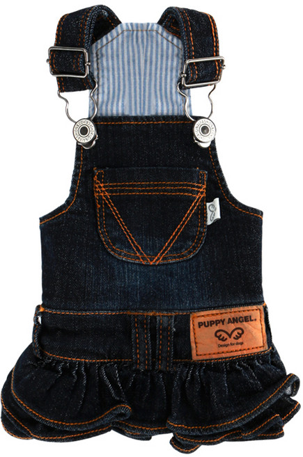 퍼피엔젤 데님 멜빵 강아지 캉캉 치마, 780 NAVY, 1개