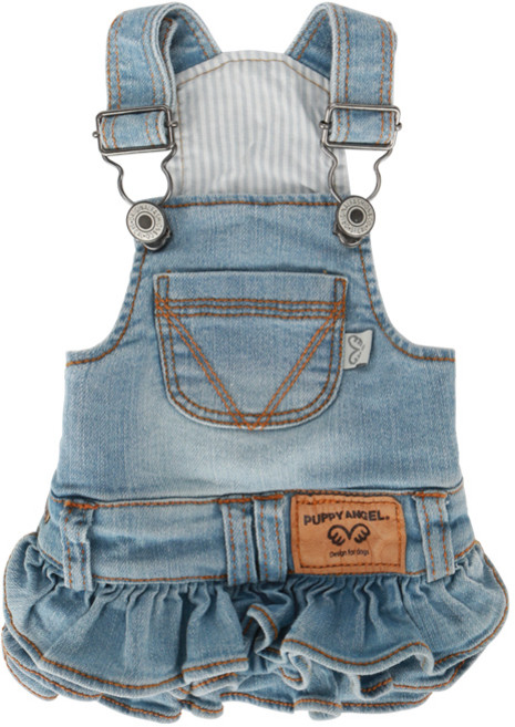 퍼피엔젤 데님 멜빵 강아지 캉캉 치마, 680 BLUE, 1개