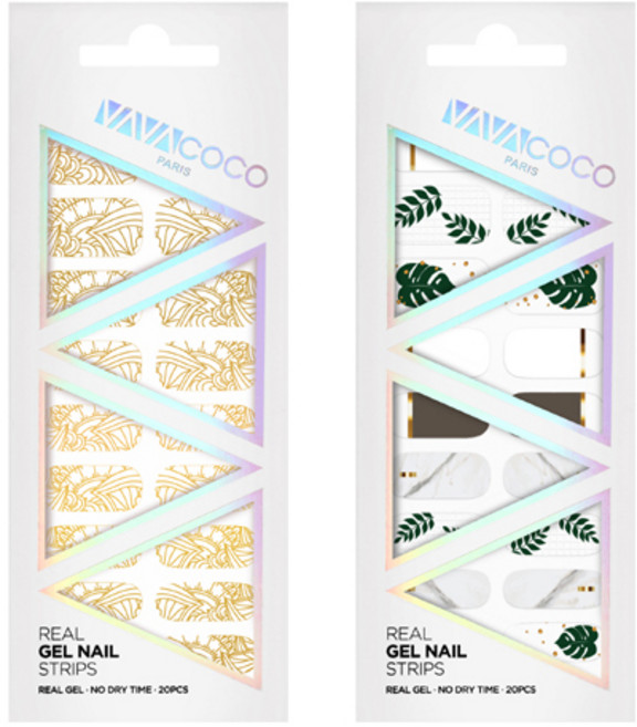 바바코코 젤네일 스트립 스티커 세트 시스루 에스닉 + 믹스매치 플랜트, 골드,다크브라운, 1개