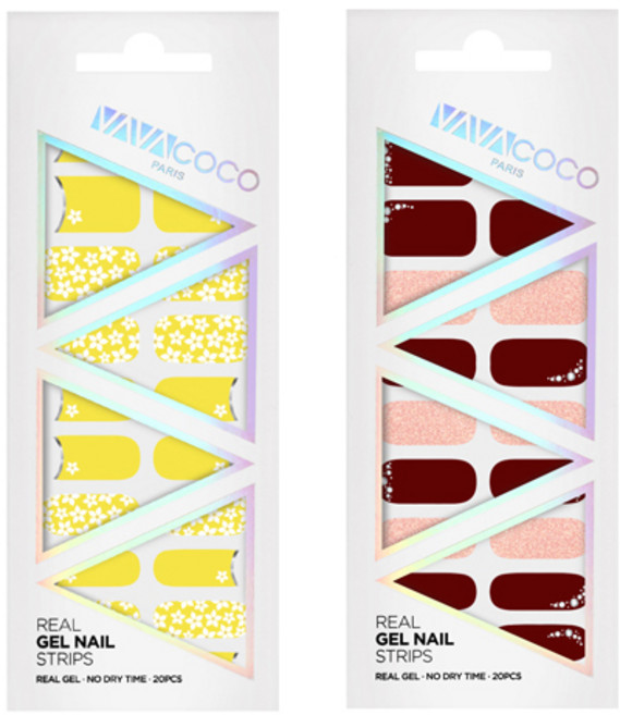 바바코코 젤네일 스트립 스티커 세트 믹스매치 플라워가든 + 믹스매치 커브크리스탈, 4.스위트콘옐로우, 1.버건디, 1개