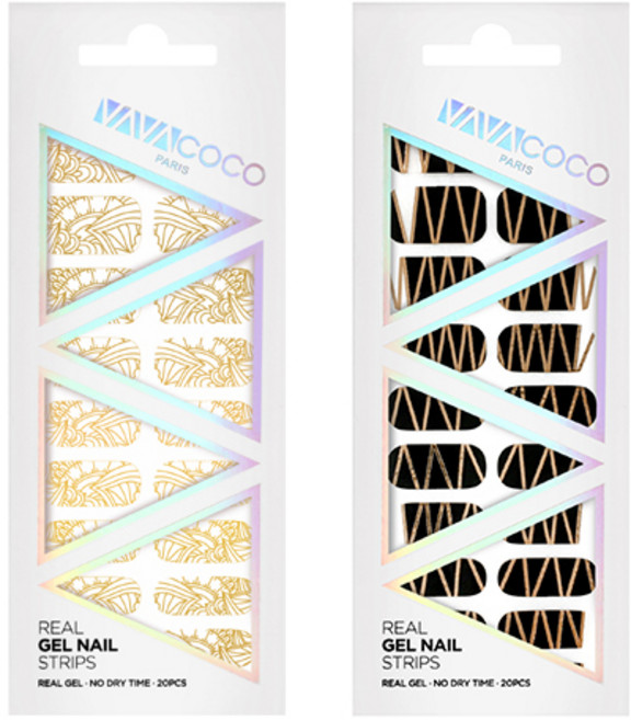 바바코코 젤네일 스트립 스티커 세트 시스루 에스닉 + 믹스매치 테크노, 골드, 1.시크블랙, 1개