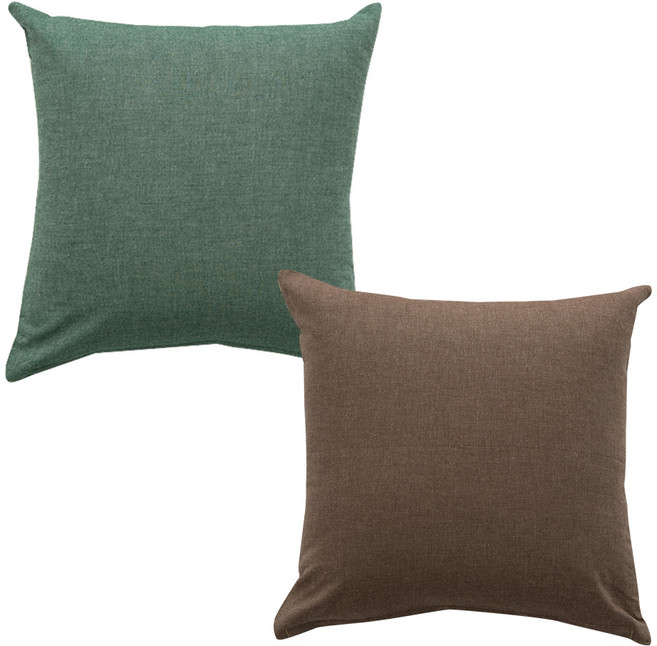 이코니하우스 솜 포함 선염 무지 쿠션 2종 세트, 딥그린 + 브라운