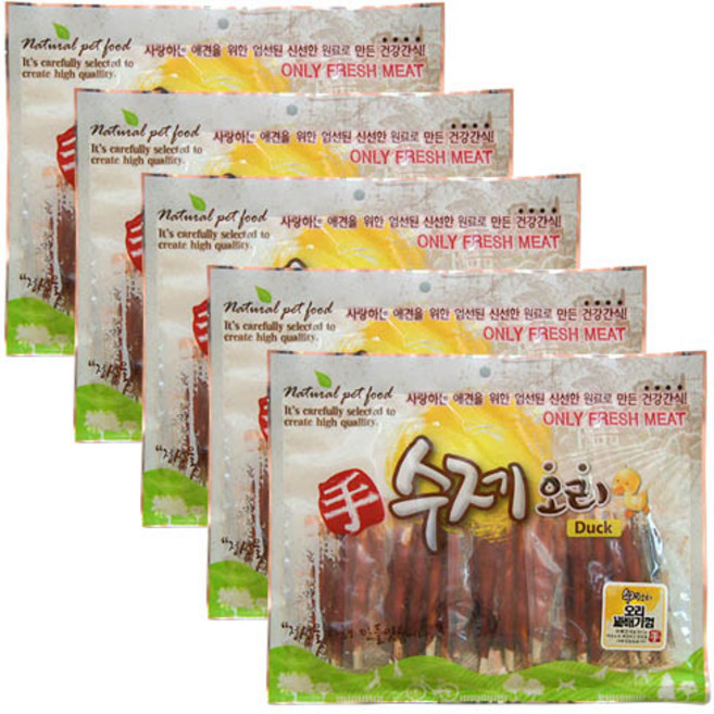 펫스토리 강아지 수제오리 간식, 오리꽈배기껌, 150g, 5개