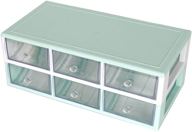 하라코리아 다용도 2단 6칸 서랍 정리함, 민트화이트(민트커버), 6개