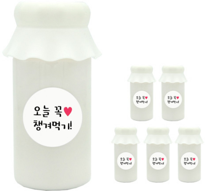도나앤데코 사랑스러운뚜껑 보틀 6p + 오늘꼭챙겨먹기 스티커 6p, 화이트, 200ml, 1개