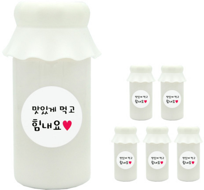도나앤데코 사랑스러운뚜껑 보틀 6p + 맛있게먹고힘내요 스티커 6p, 화이트, 200ml, 1개