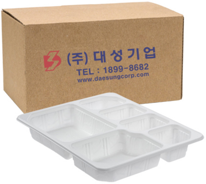쿡앤락 일회용 실링용기 6칸 백색 1L 몸통, 400개입, 1개