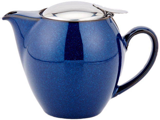 제로재팬 도자기 티포트 라운드 3인용, 진스블루, 350ml, 1개