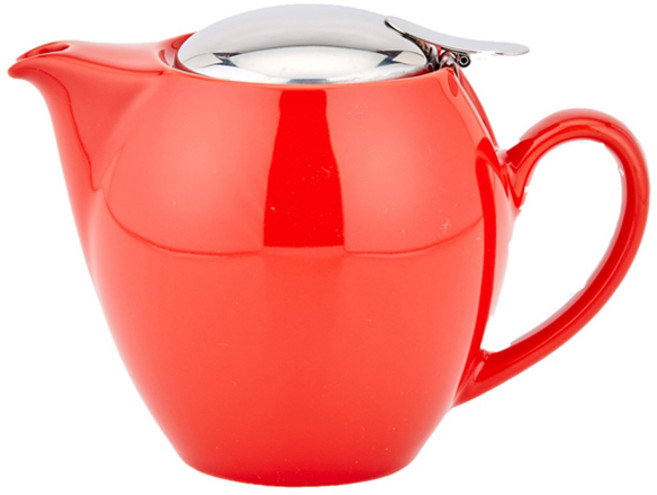 제로재팬 도자기 티포트 라운드 3인용, 토마토, 580ml, 1개