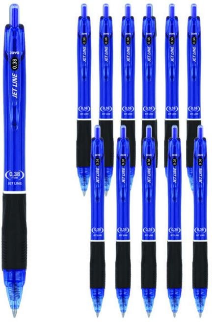 자바펜 제트라인 유성볼펜 0.38mm, 파랑, 12개