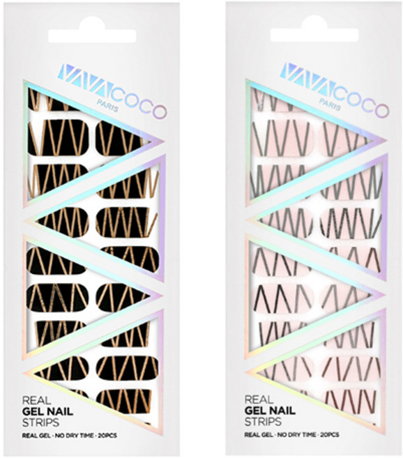 바바코코 젤네일 스트립 스티커 믹스매치 테크노 2p 세트, 1.시크블랙, 8.베이비핑크, 1개