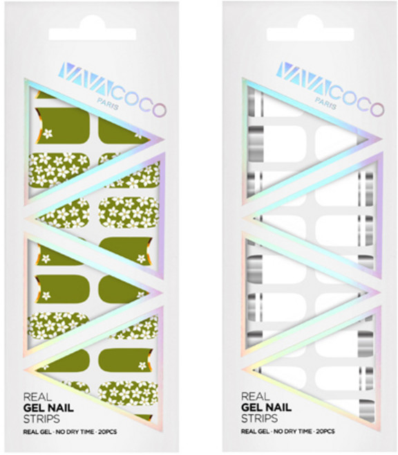 바바코코 젤네일 스트립 스티커 세트 믹스매치 플라워가든 + 믹스매치 미러, 7.카키, 2.화이트, 1개