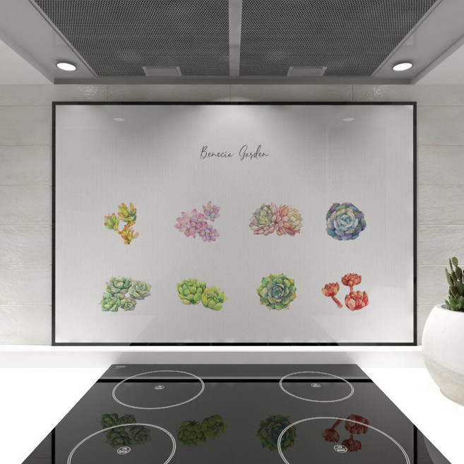 웰룸 주방아트보드 L 855 x 600 mm 베네치아가든, 화이트 + 스트라이프 + 컬러풀, 1개