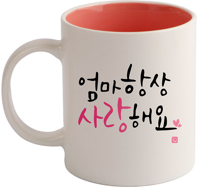 디자인아지트 캘리그라피 감사 기성 머그컵, 엄마(핑크), 1개