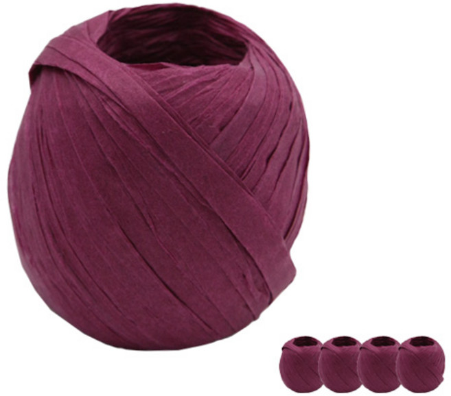 도나앤데코 종이 포장 라피아끈 20야드, 024 자주, 5개