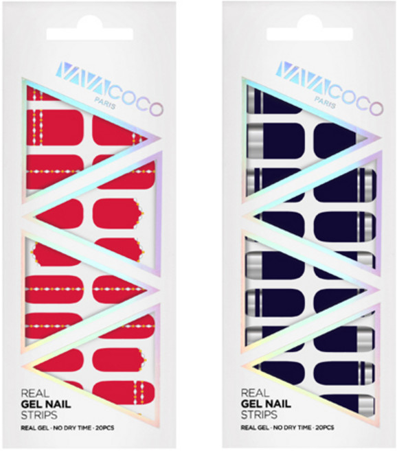 바바코코 젤 네일 스트립 스티커 세트 믹스 매치 다이아몬드 체인 + 믹스 매치 미러, 4 스칼렛 레드, 1 블루베리 네이비, 1개