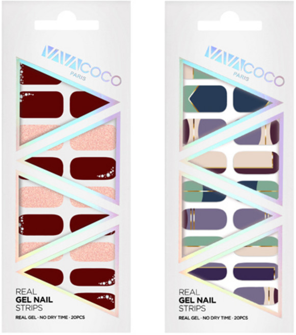 바바코코 젤네일 스트립 스티커 믹스매치 커브크리스탈 2p 세트, 믹스매치 커브크리스탈 버건디, 큐티투톤 민트, 1개