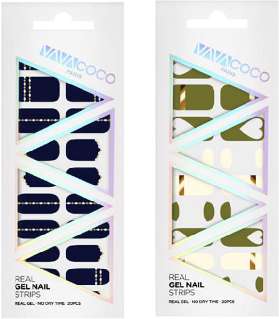 바바코코 젤 네일 스트립 스티커 세트 믹스 매치 다이아몬드 체인 + 믹스 매치 하트 루놀라, 3 블루베리 네이비, 2 카키, 1개