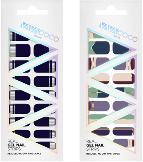 바바코코 믹스매치 젤 네일 스트립 스티커 세트 미러 + 큐티투톤, 블루베리네이비 + 민트, 1개