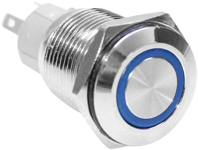 문라이트LED 원형 크롬 푸쉬온 스위치 ver 2 커넥터포함 블루, 1개