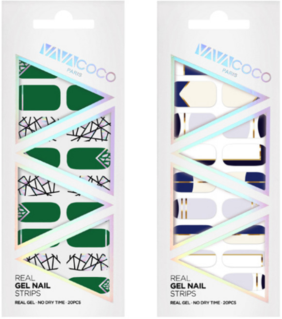 바바코코 젤네일 스트립 스티커 믹스매치 브로큰글라스 2p 세트, 그린, 큐티투톤 블루, 1개