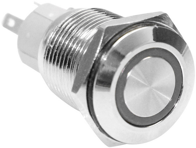 문라이트LED 원형 크롬 푸쉬락 스위치 ver 2 커넥터포함 화이트, 1개