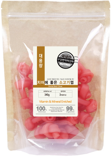 뉴트리오 대용량 애견용 치아에 좋은 껌, 소고기, 340g, 1개