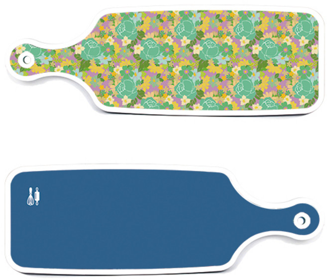 로엠디자인 서빙 도마 보드 2p 다크 블루 세트, 다크 블루, 청록 장미 넝쿨, 1세트
