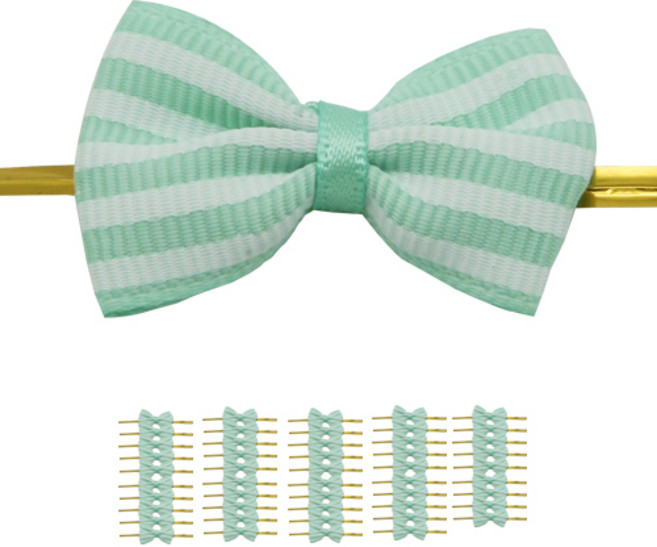 도나앤데코 스트라이프 빵 끈 리본타이, 민트, 50개입