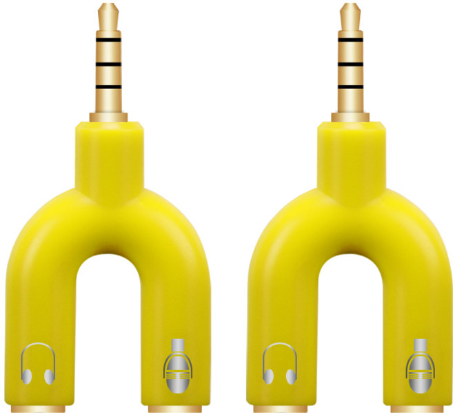 칼론 4극 헤드셋 변환 Y형 젠더, APC-A11, 옐로우, 2개