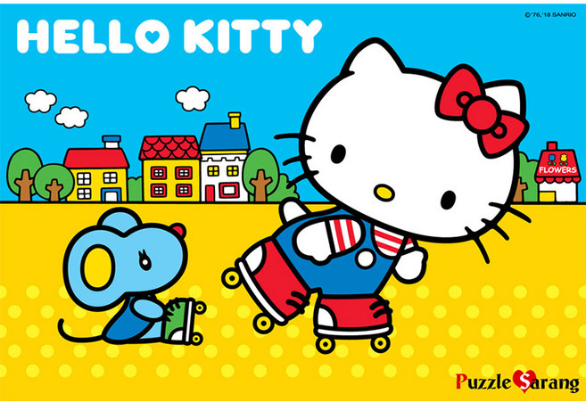 퍼즐사랑 01 헬로키티와 죠이 미니 직소퍼즐 OB108-588, 108피스, 혼합 색상, 1개