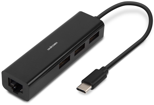 유니콘 C타입 유선랜 어댑터 노트북용 + USB 2.0, TH-200N, 1개