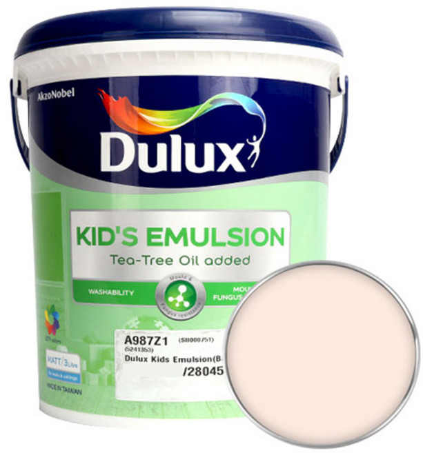 듀럭스 키즈 에멀전 무광 페인트, PowderyPink, 3L, 1개