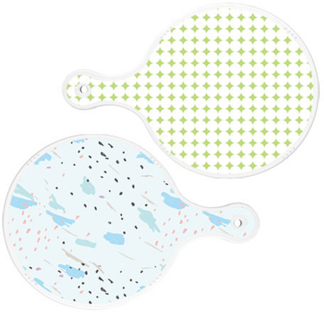 로엠디자인 서빙 도마 보드 2p 원형패턴파스텔그린원형 세트, 원형패턴파스텔그린원형, 자국옥색원형, 1세트