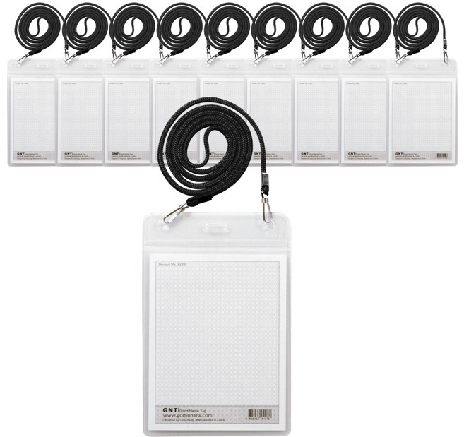고무나라 1000 관광 목걸이명찰 세로, 검정, 10개