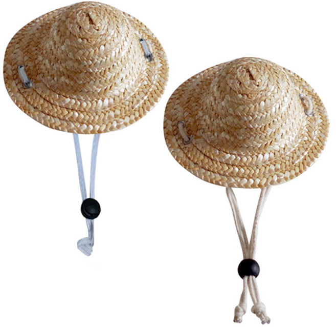 블럭마트 강아지 고양이 밀짚모자 2p, 랜덤 발송