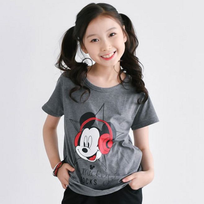 잭키드 여아용 통기성 헤드폰미키 반팔티