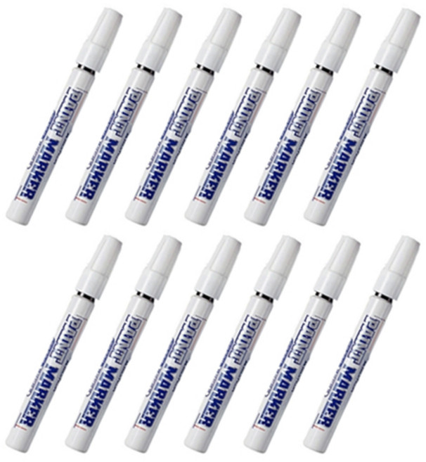 문화연필 유성 페인트 마카펜 흑색, 1색, 12개입