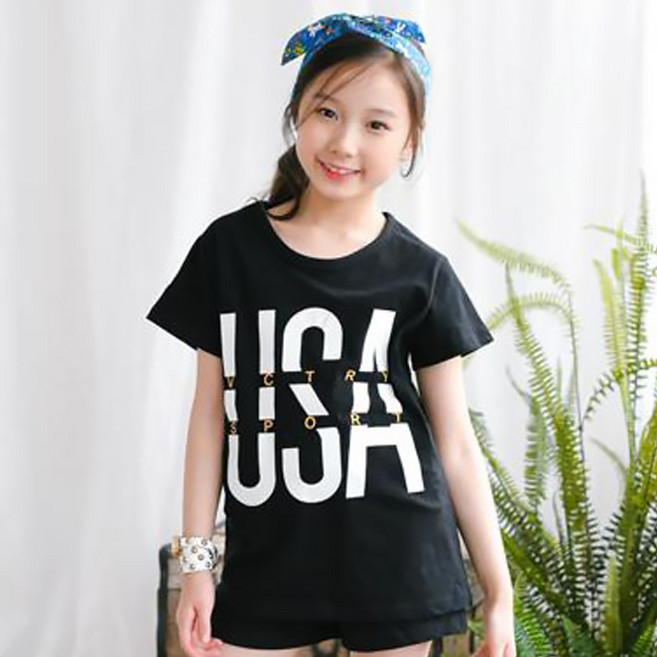 잭키드 여아용 USA 반팔 티셔츠