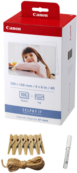 캐논 셀피 인화지 일반용지 108p KP-108IN + 포토라인 + 미피펜 랜덤 발송, 4X6, 1세트