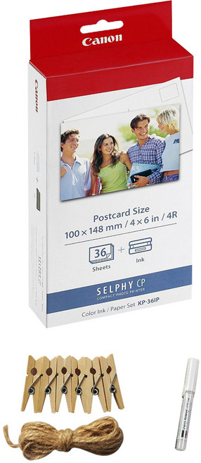 캐논 셀피 인화지 엽서용지 36p KP-36IP + 포토라인 + 미피펜 랜덤 발송, 4X6, 1세트