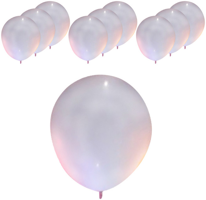 파티복닷컴 LED 풍선, 화이트, 10개입