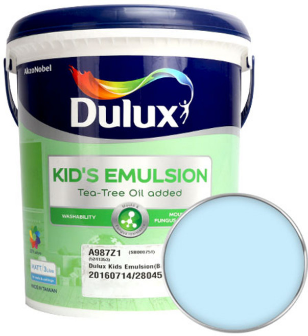 듀럭스 키즈 에멀전 무광 페인트, FountainMist, 3L, 1개