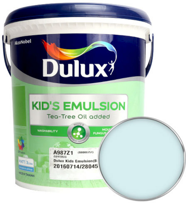 듀럭스 키즈 에멀전 무광 페인트, BlueBow, 3L, 1개