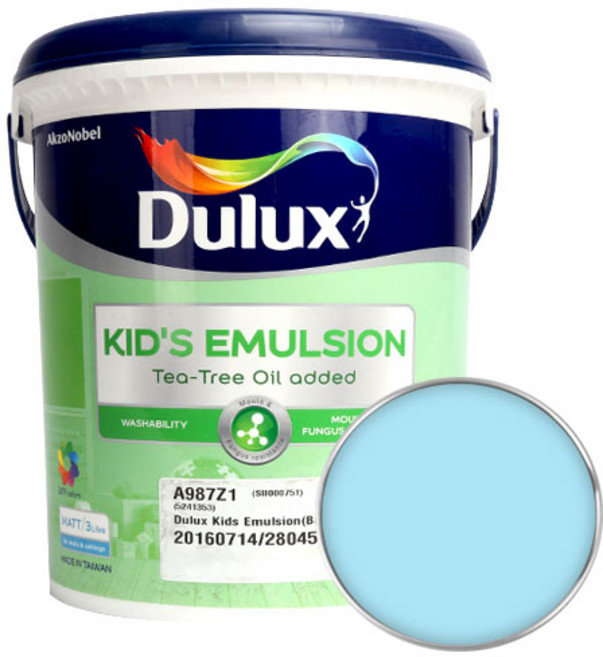 듀럭스 키즈 에멀전 무광 페인트, AliceBlue, 3L, 1개