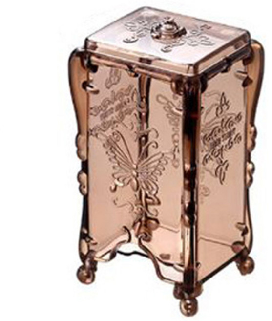 리빙듀오 크리스탈 화장 솜 케이스, 브라운, 1개