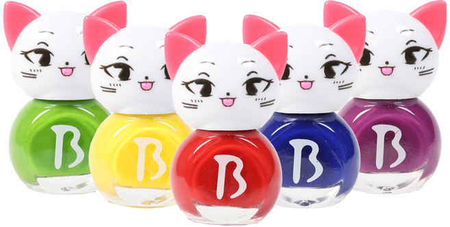 바블리 냥이 어린이 매니큐어 5종 선물세트, 레드핑 + 옐로핑 + 그린핑 + 블루핑 + 퍼플핑, 1개