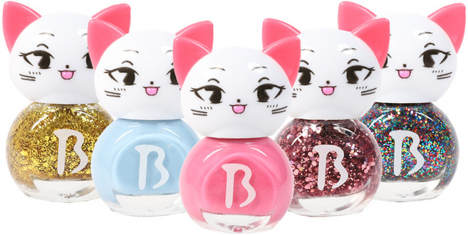 바블리 키즈네일 냥이 어린이매니큐어 블링블링 세트 5p, 하늘핑 + 핑크핑 + 골드블링핑 + 핑크블링핑 + 오색블링핑, 1개