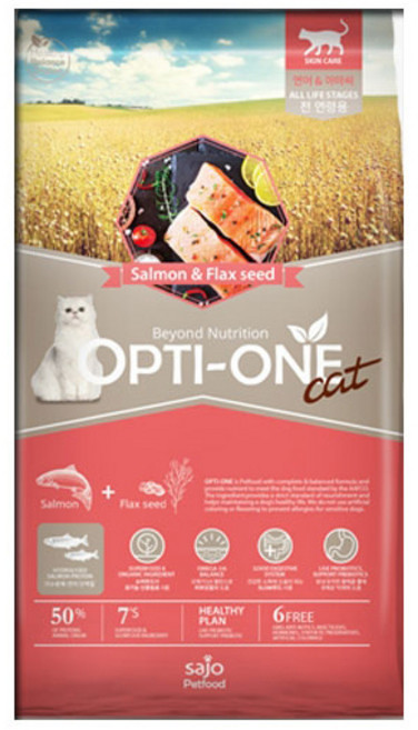 사조 옵티원 캣 연어아마씨 건식사료, 연어, 2.4kg, 1개