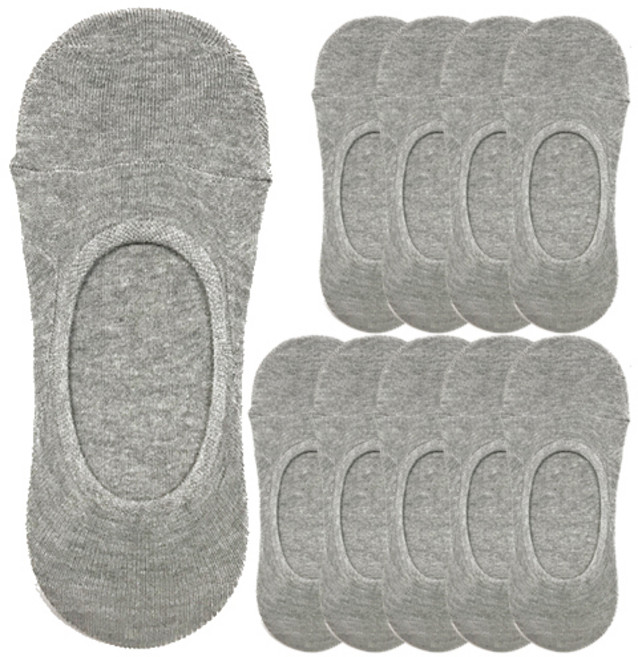 양말공장 남성용 자물쇠밴드 스포츠 페이크삭스 세트, 그레이, 10개